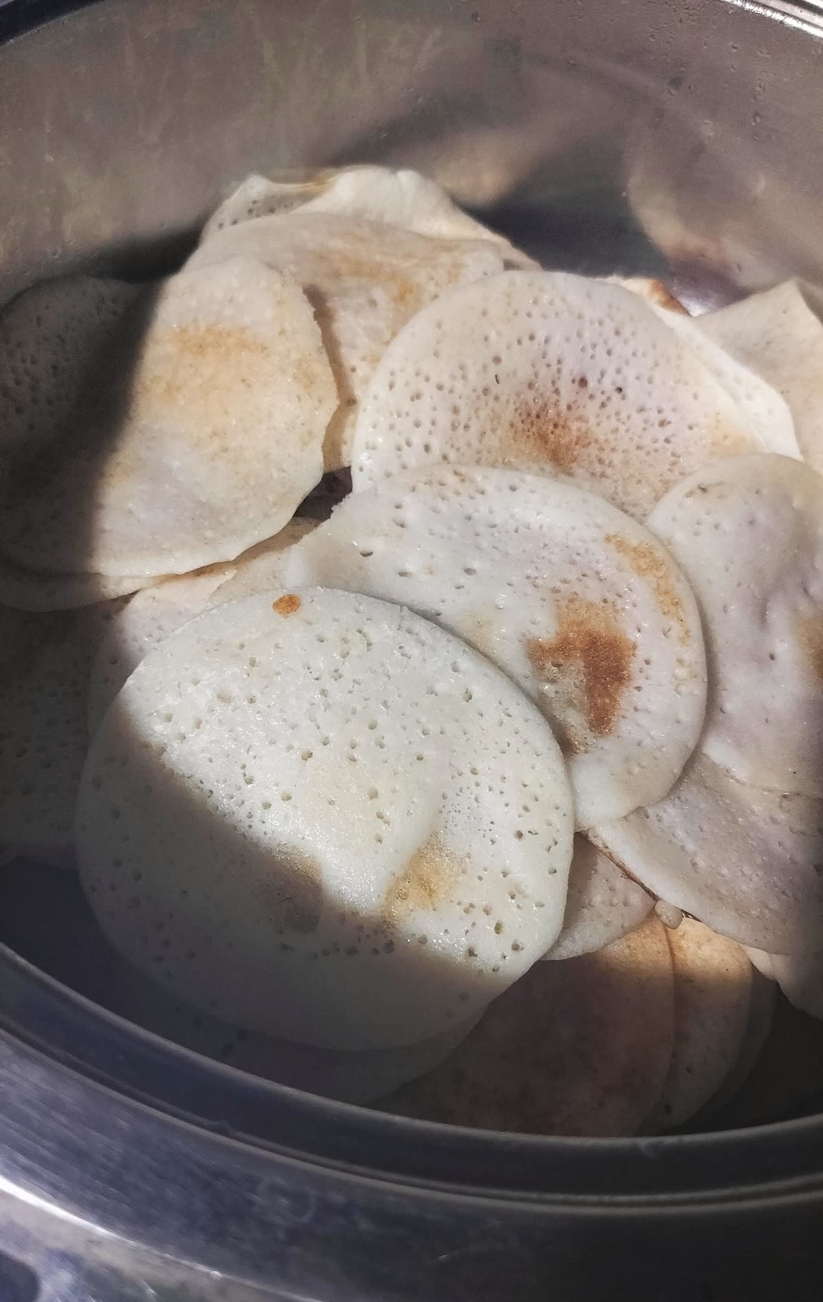A stack of freshly made poori